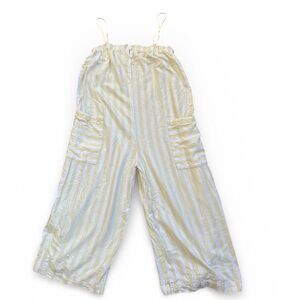 Stoney Clover Lane Yellow & White Striped Women's Jumpsuit - Size Medium
